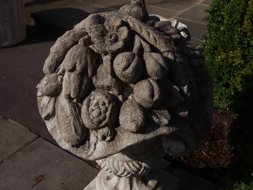 20th Century Pair of Cast Stone Garden Urns