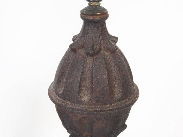 Pair of Cast Iron Finial Table Lamps For Sale at 1stdibs
