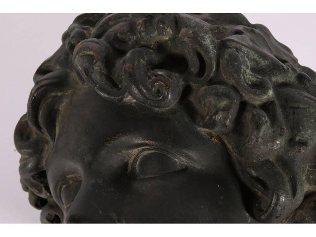 Classical Greek Antique Cast Bronze Baroque Head of a Youth