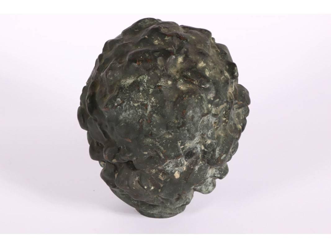 Italian Antique Cast Bronze Baroque Head of a Youth