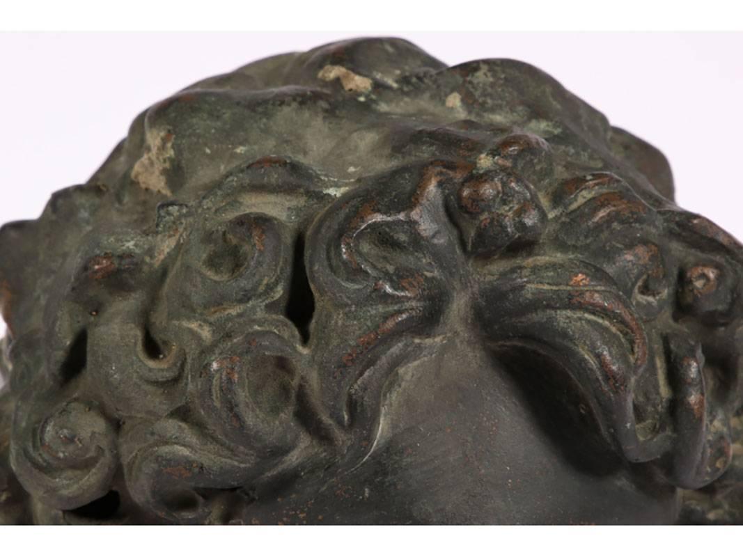 Antique Cast Bronze Baroque Head of a Youth 1