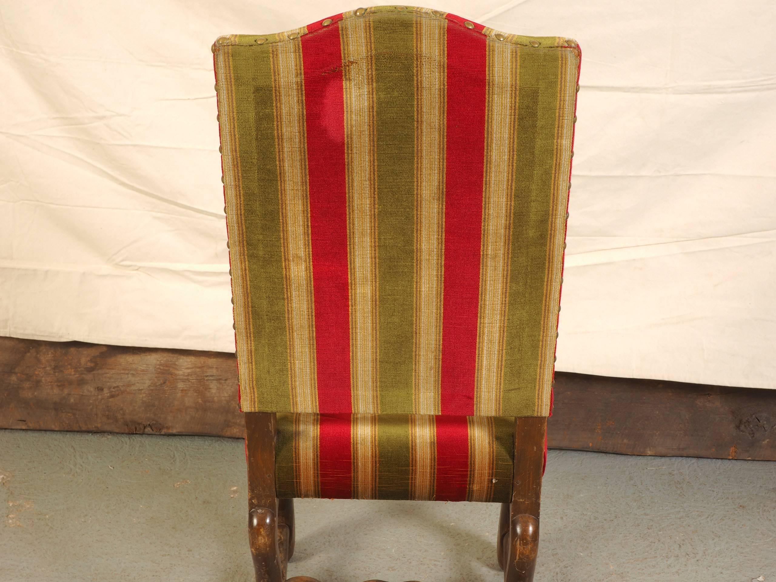 Set of Six Walnut Jacobean Style Side Chairs 4