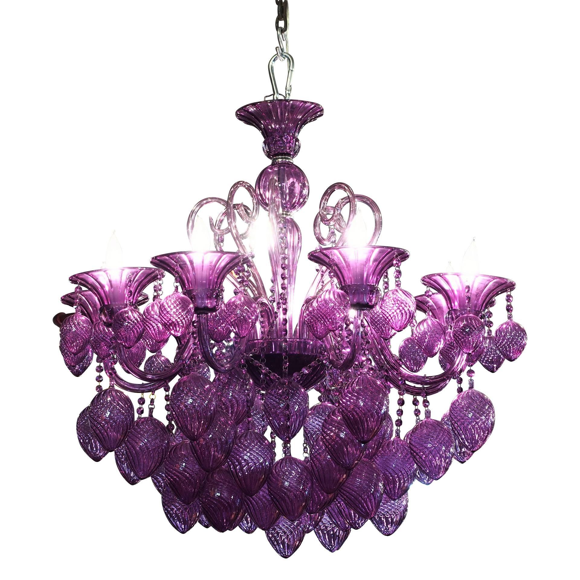Murano Purple Glass Chandelier