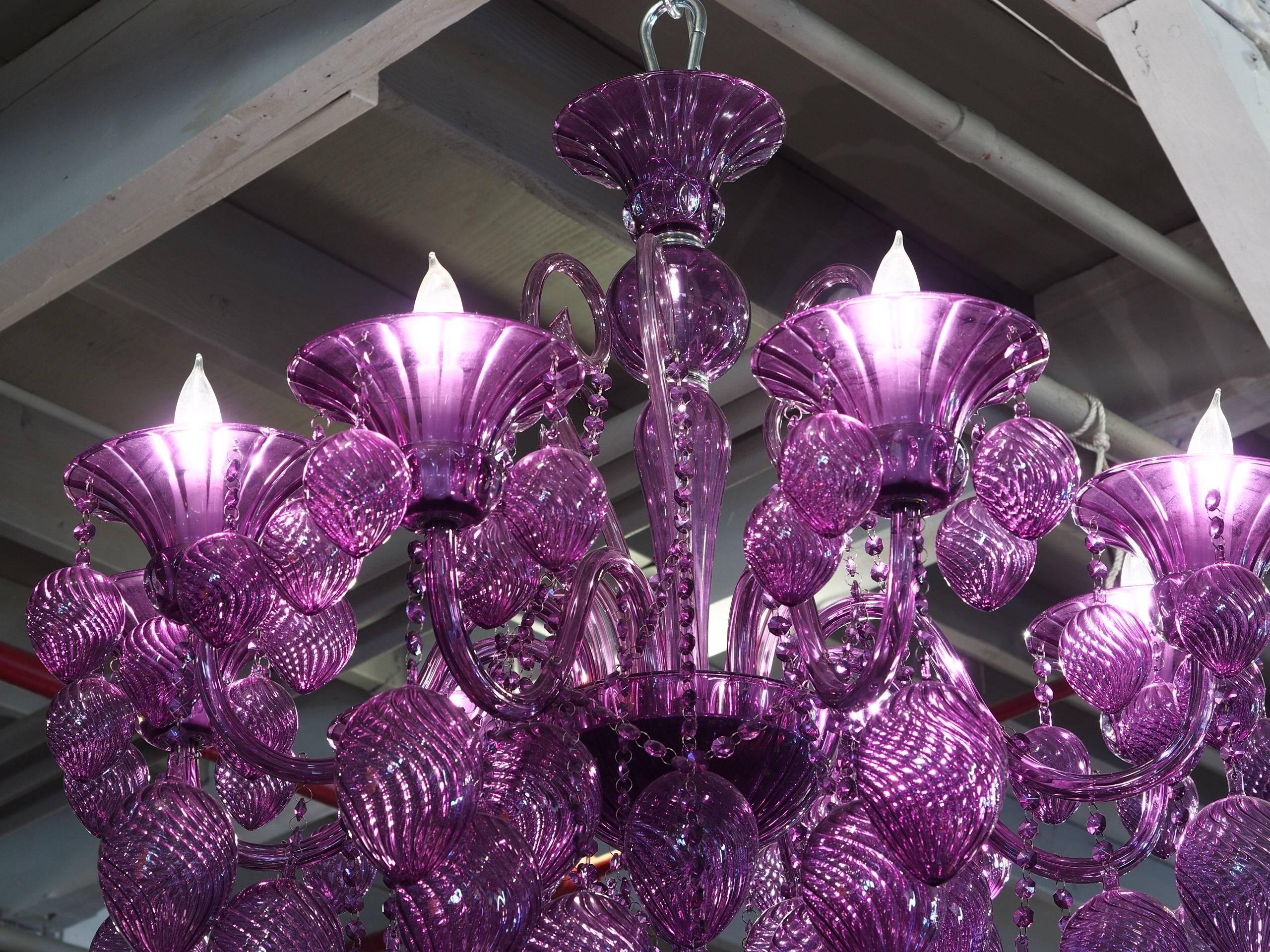 purple murano glass chandelier