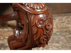 Massive Carved Wood Library Table