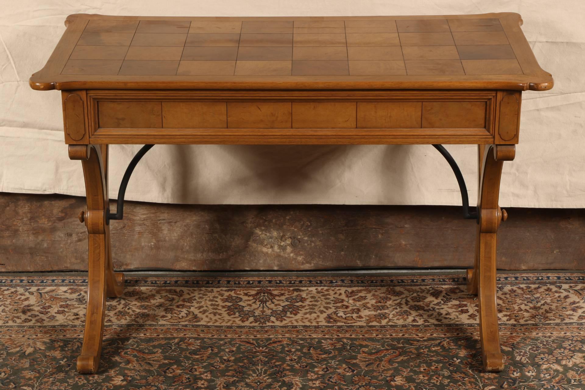 20th Century Tomlinson Italian Style Desk with Parquetry Burled Veneer Top