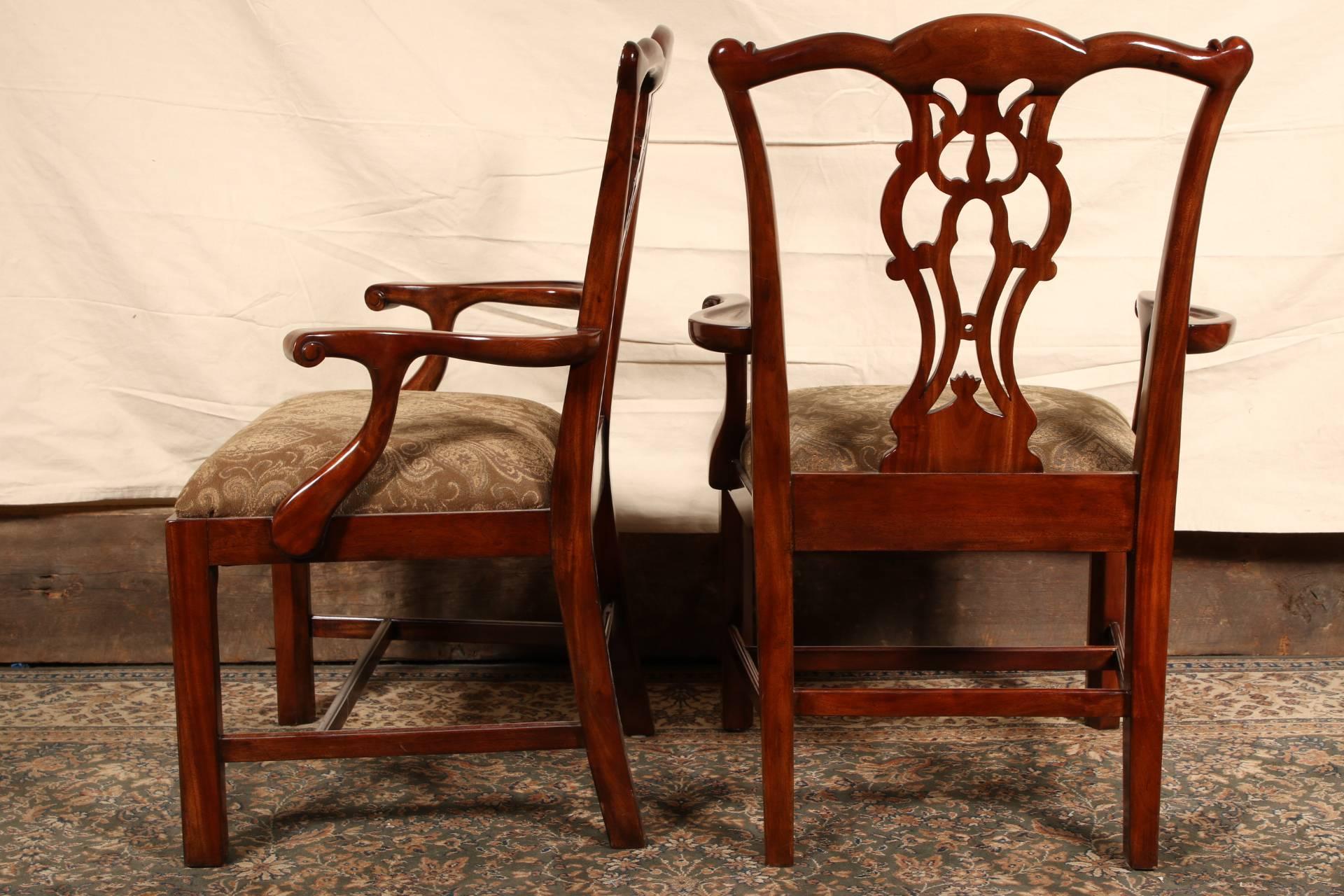 20th Century Pair of Theodore Alexander Mahogany Arm Chairs