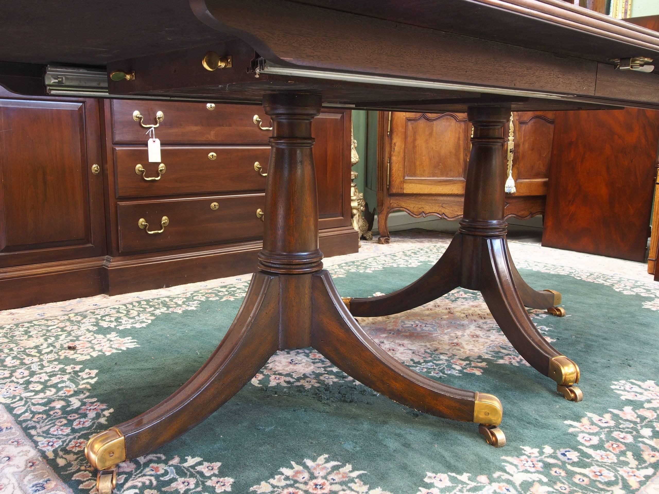American Maitland Smith Double Pedestal Mahogany Dining Table