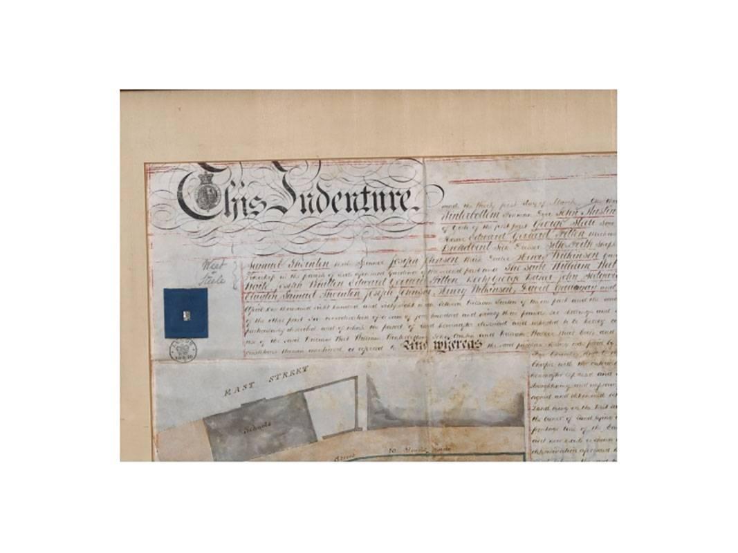 Framed British Land Deed Document, 1870 In Fair Condition In Bridgeport, CT
