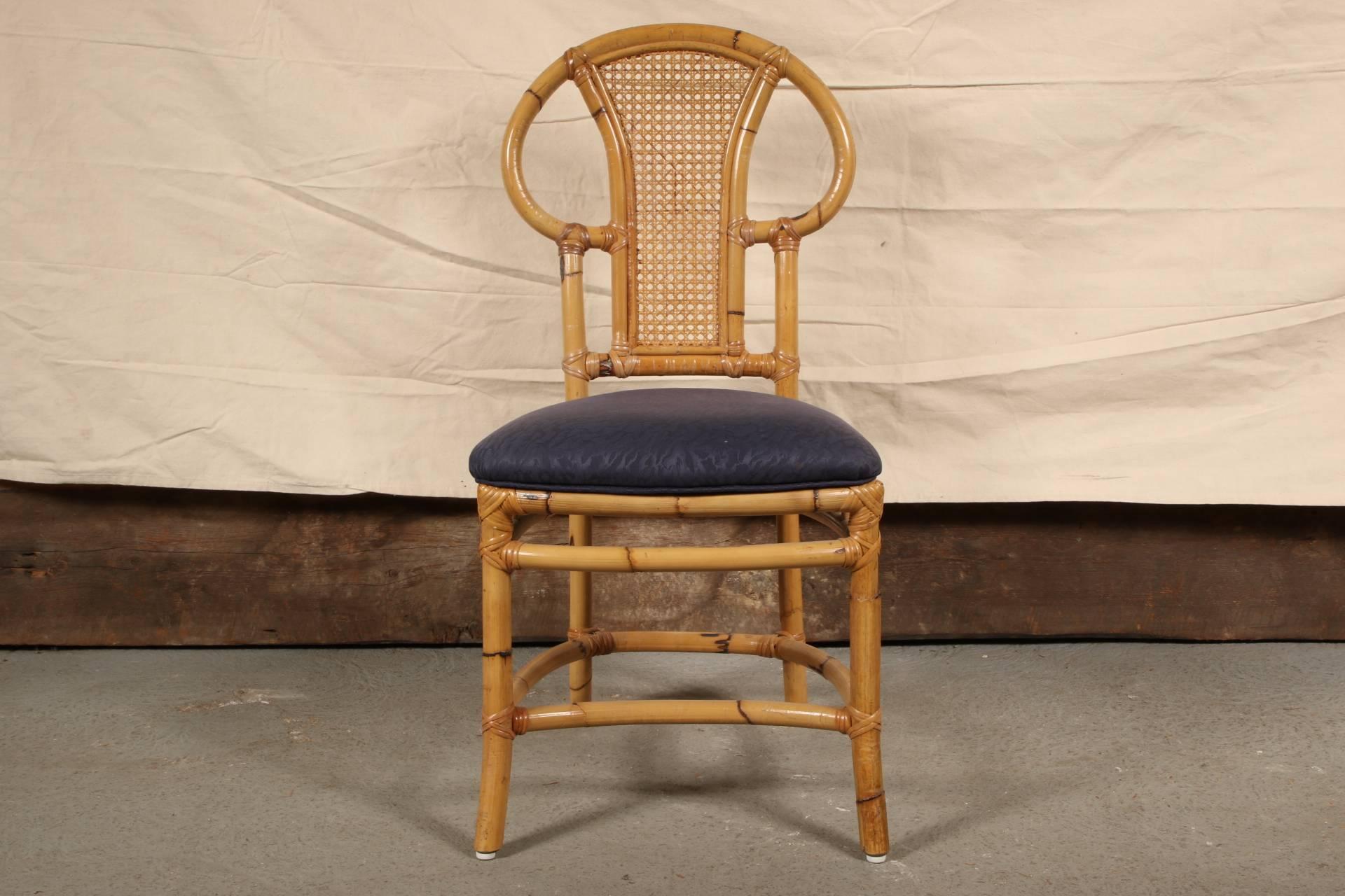 Mid-Century Modern Rattan Table and Chair Set by Willow and Reed