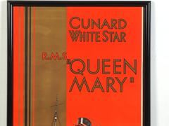 Vintage Wm. Howard Jarvis Cunard White Star R.M.S. "Queen Mary" Poster
