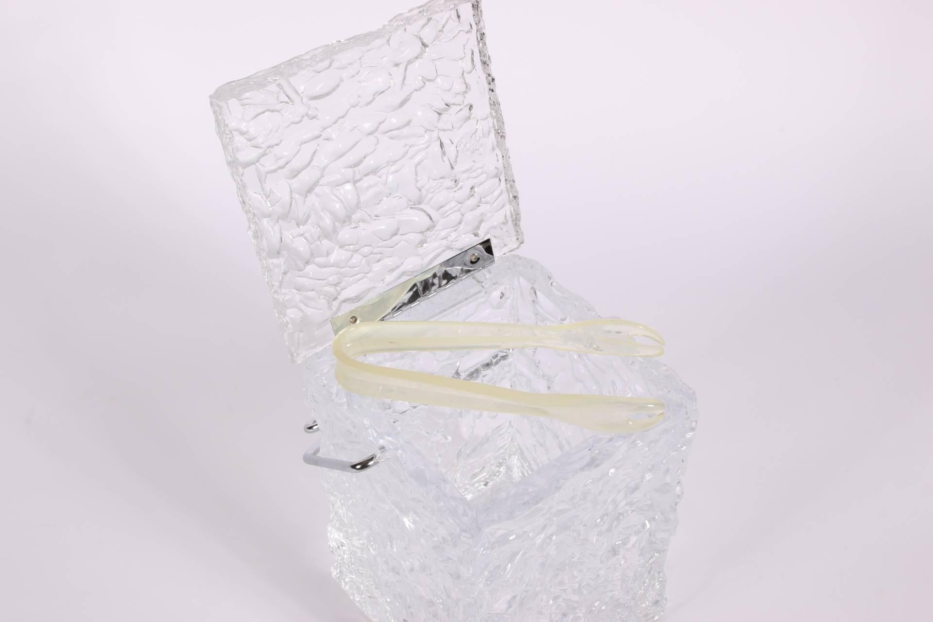 Modern Lucite Ice Bucket in Block of Ice Form In Good Condition In Bridgeport, CT