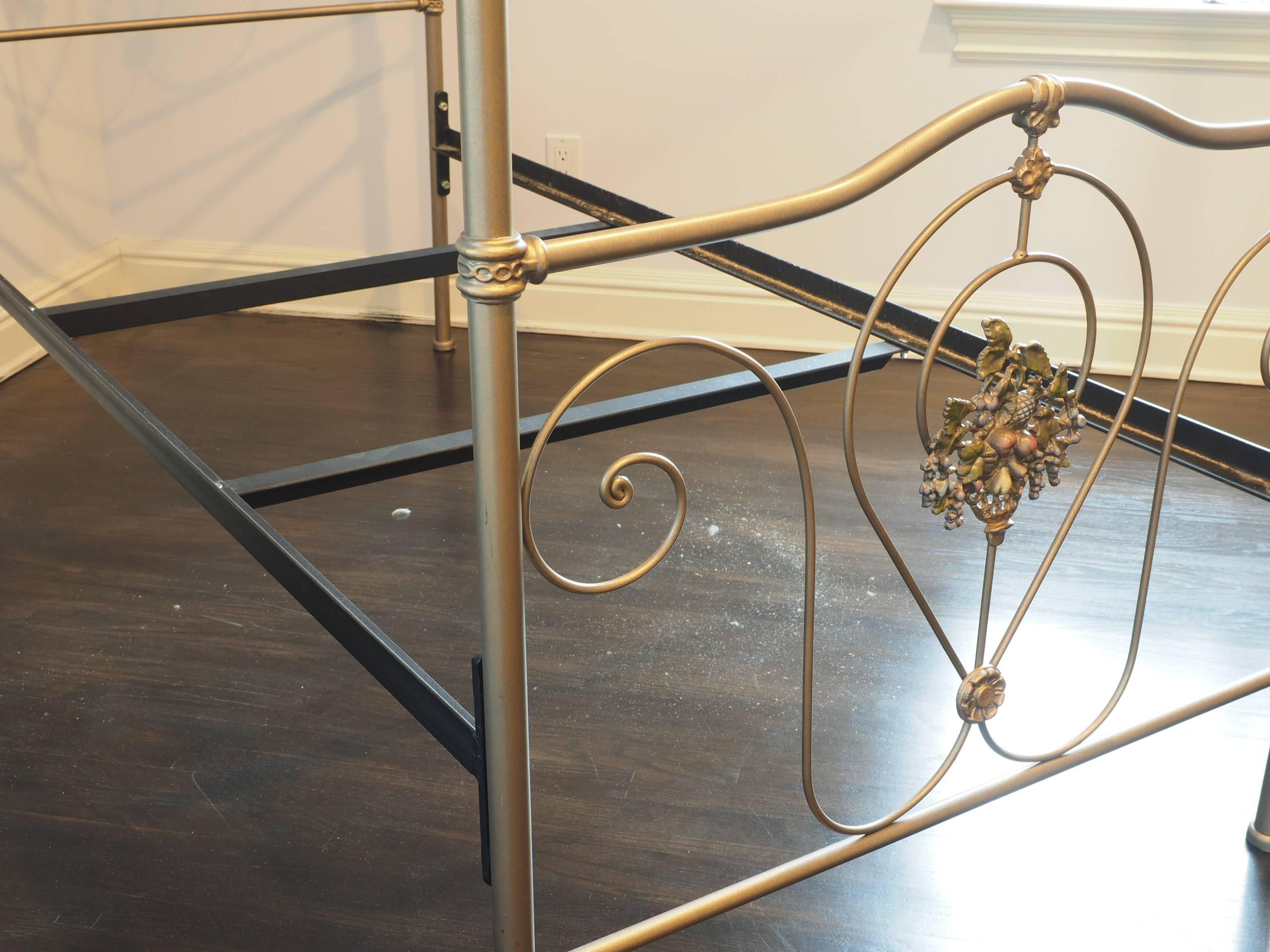 Neoclassical Iron Canopy Twin Bed