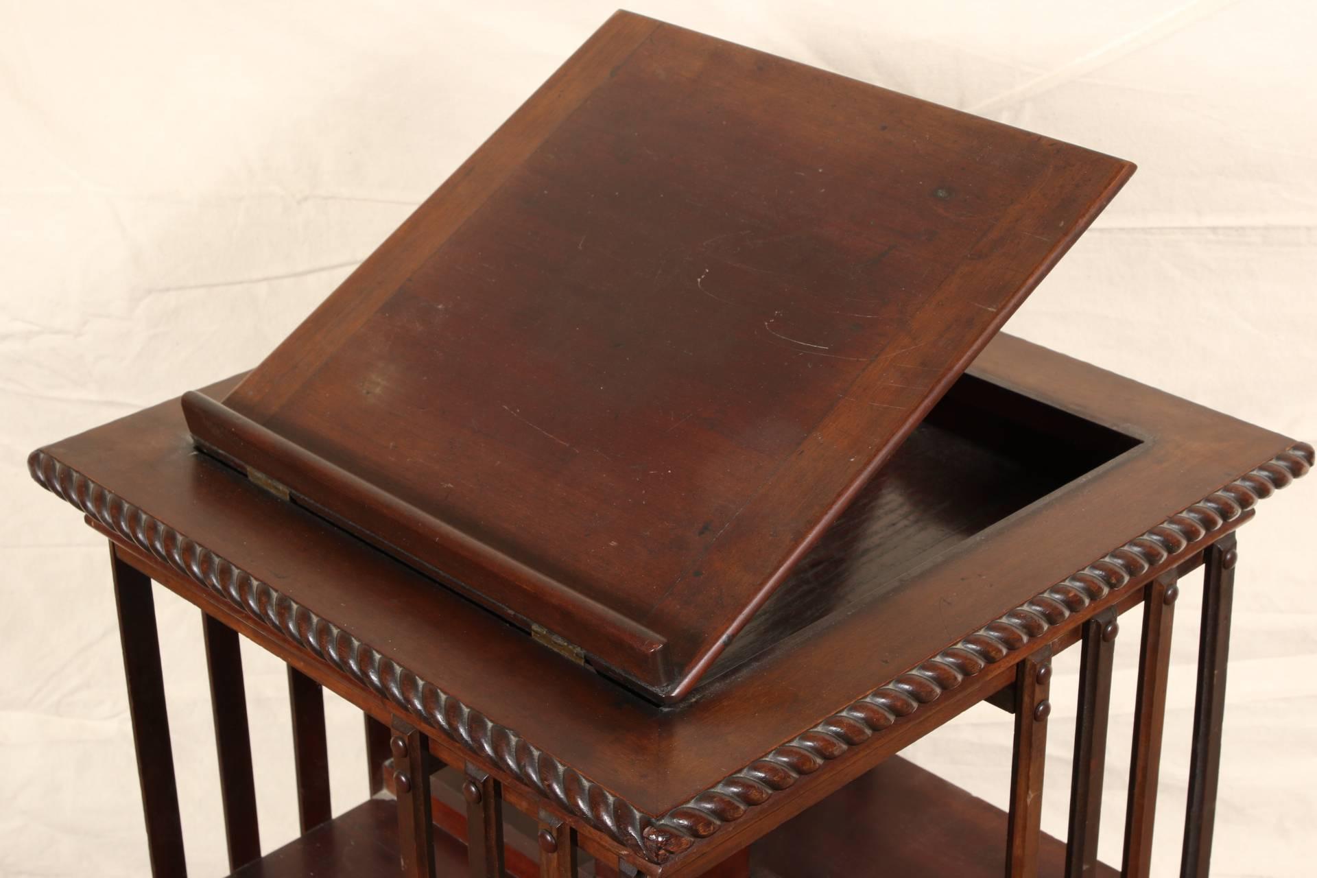 20th Century Mahogany Rotating Bookcase with Lectern Top