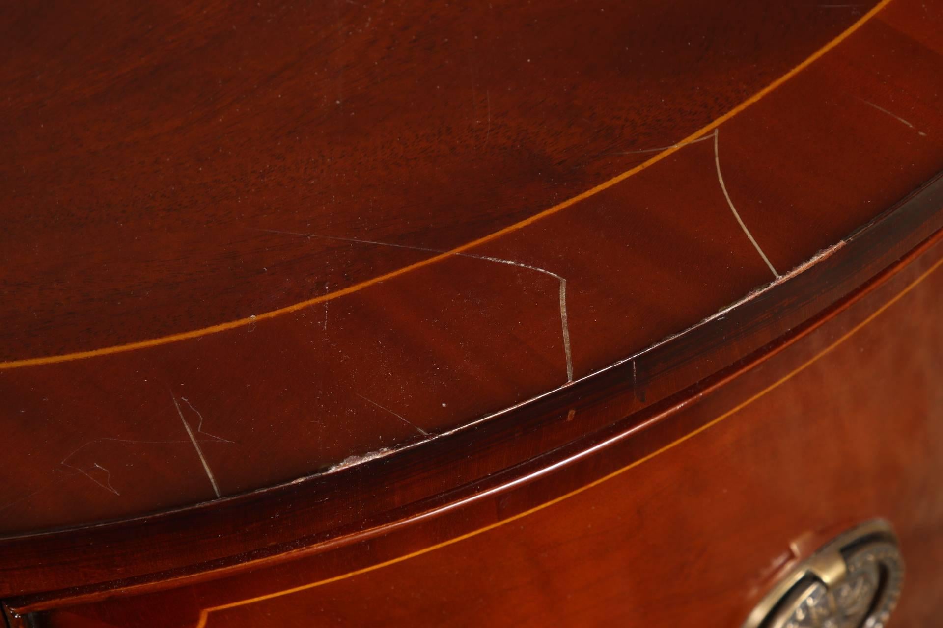 Mahogany Bow Front Side Board with String Inlay 2