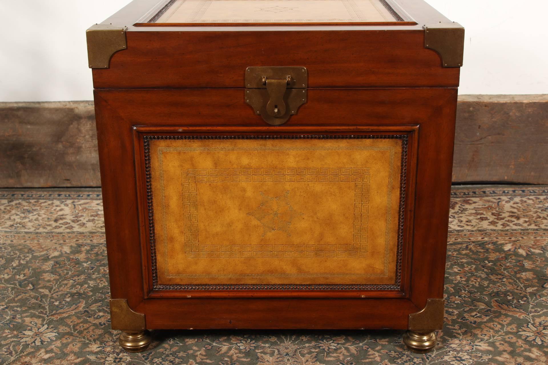 Maitland Smith Leather Covered Campaign Chest 4