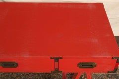 Red Painted Vintage Campaign Desk on Stand