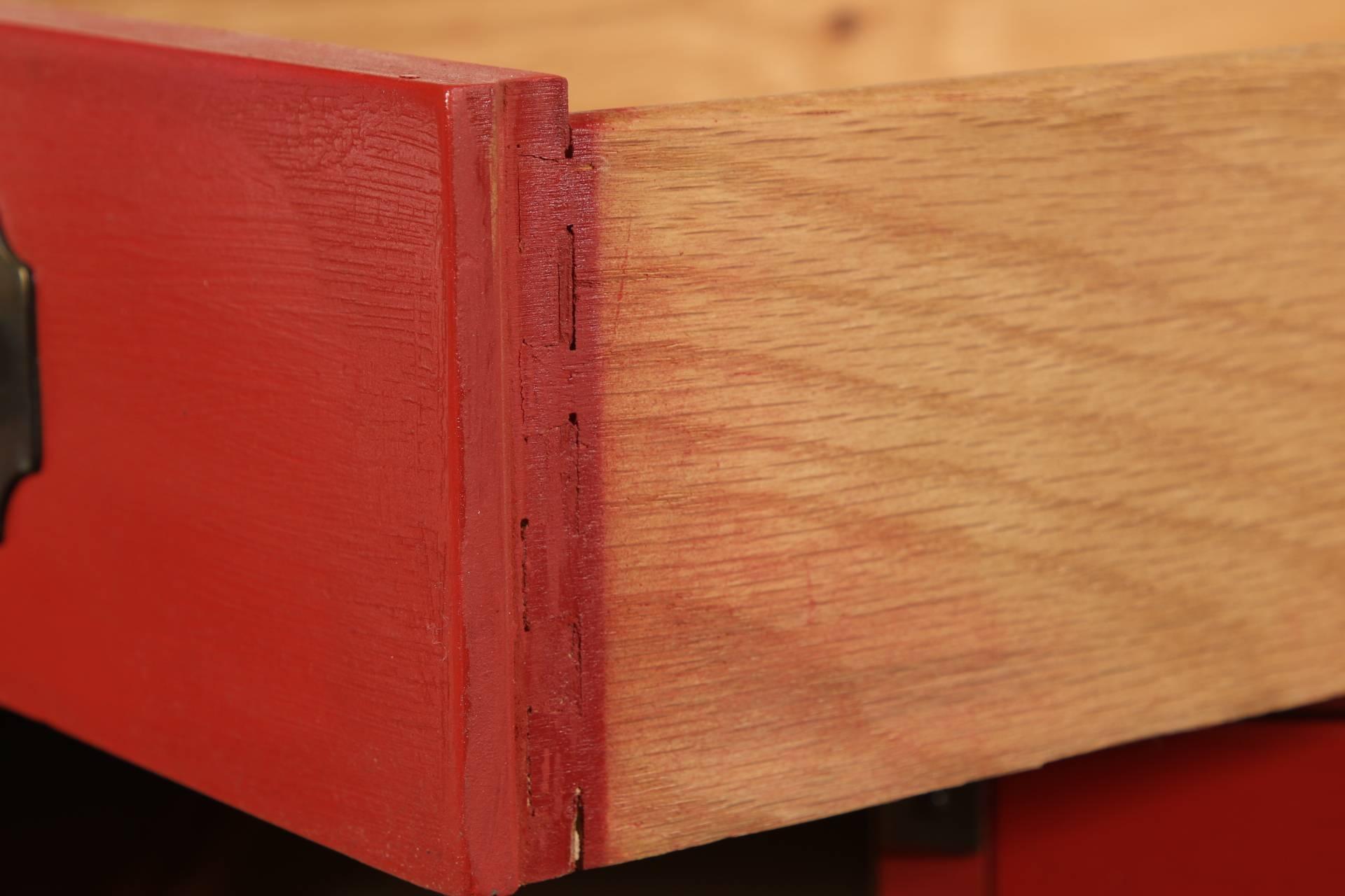 Red Painted Vintage Campaign Desk on Stand In Good Condition In Bridgeport, CT