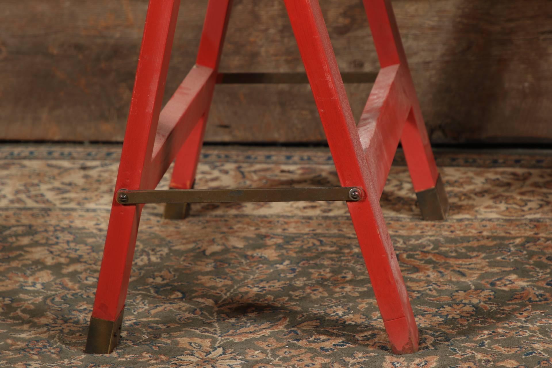 Red Painted Vintage Campaign Desk on Stand 2