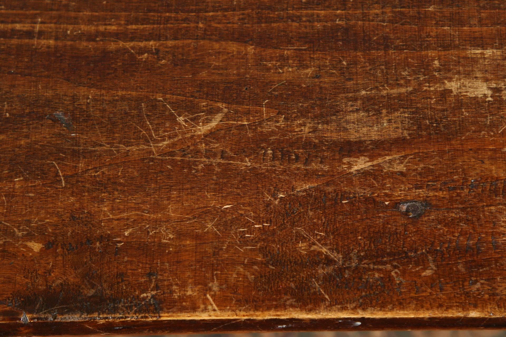Antique Walnut Farm House Plank Top Country Table In Good Condition In Bridgeport, CT