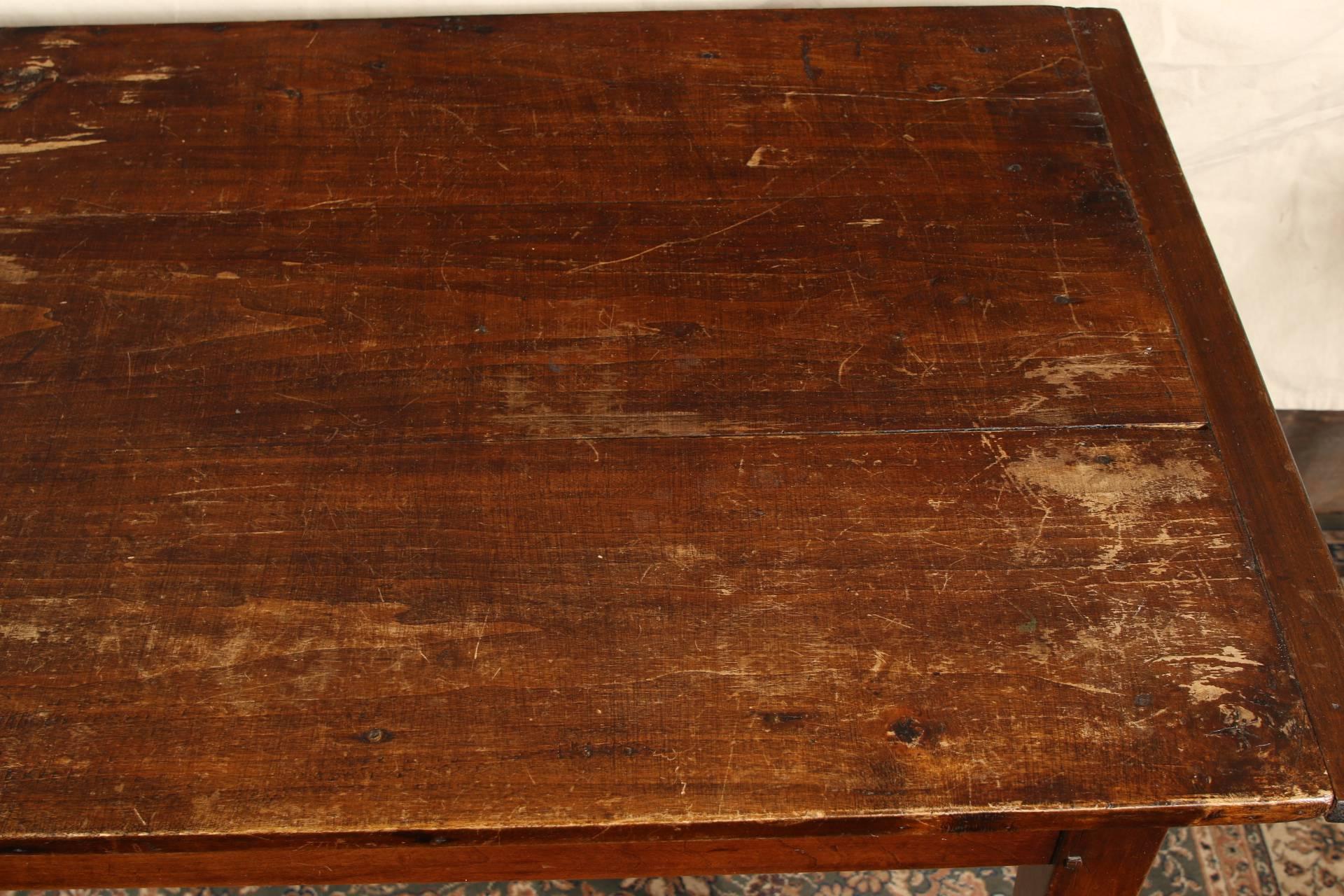 Antique Walnut Farm House Plank Top Country Table 2