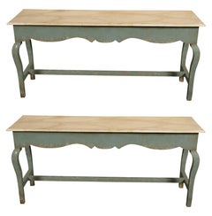 Vintage Pair of Paint Decorated Console Tables