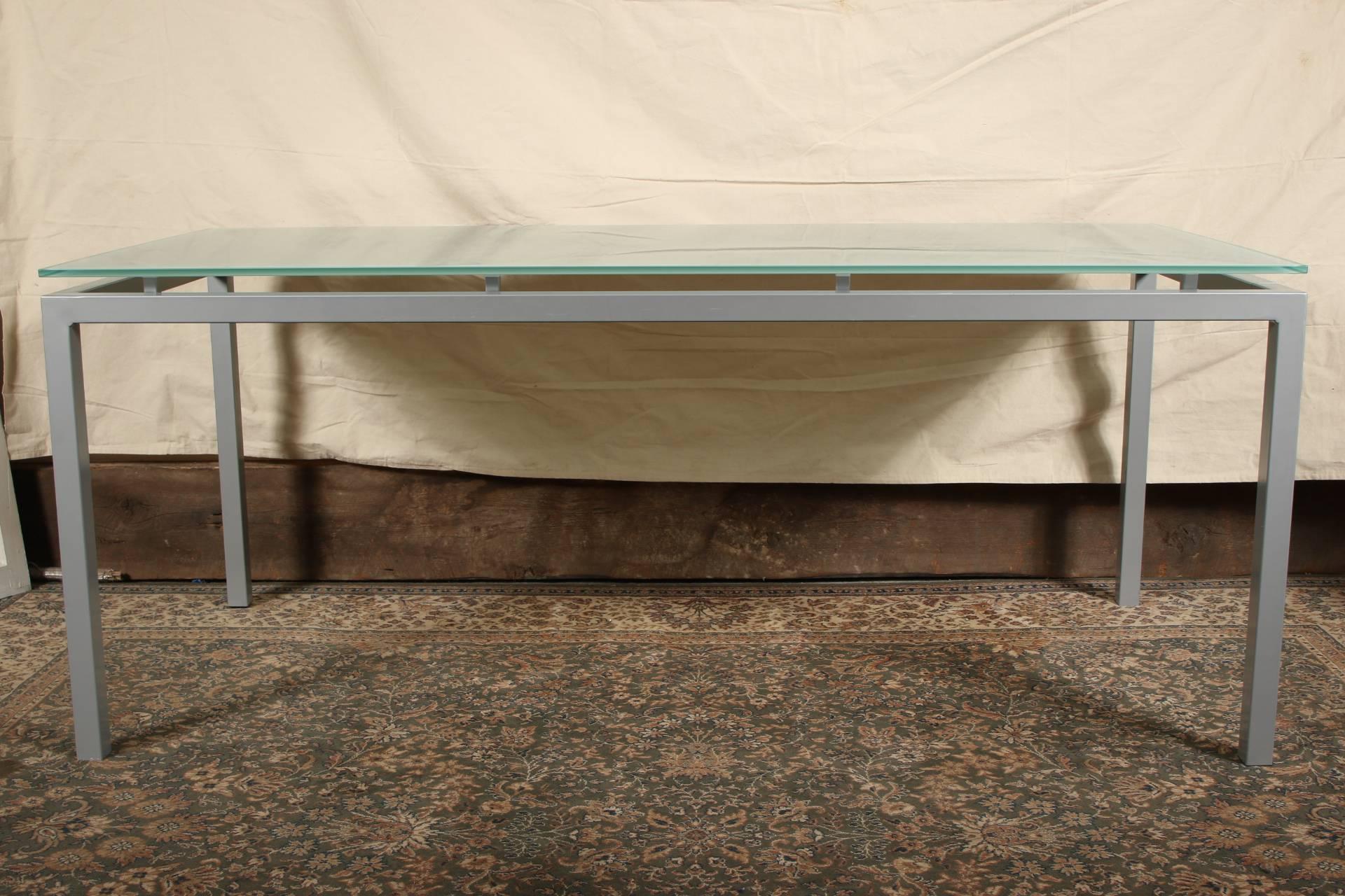 Brushed Modern Glass Top Table