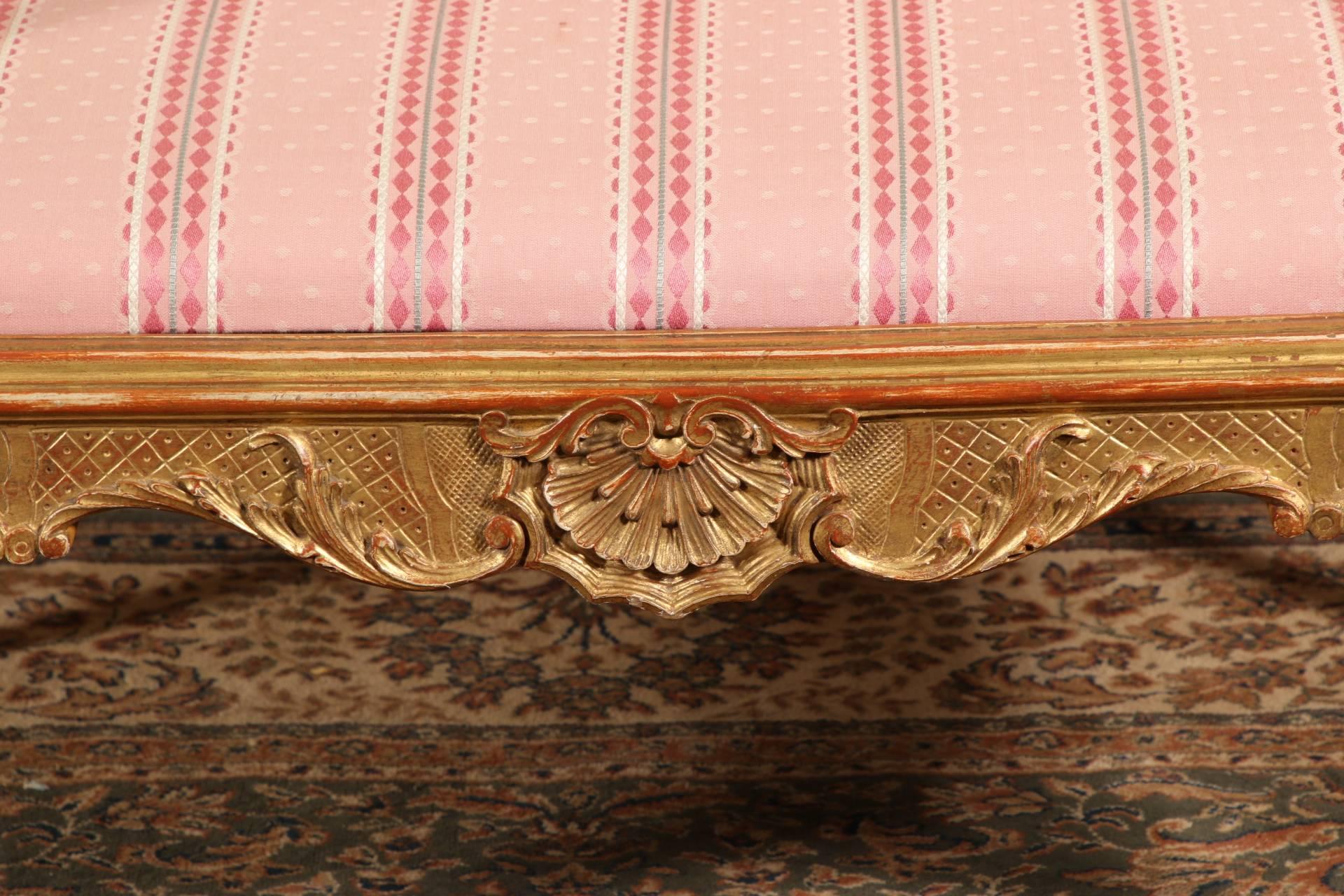 20th Century English Rococo Style Carved Bench