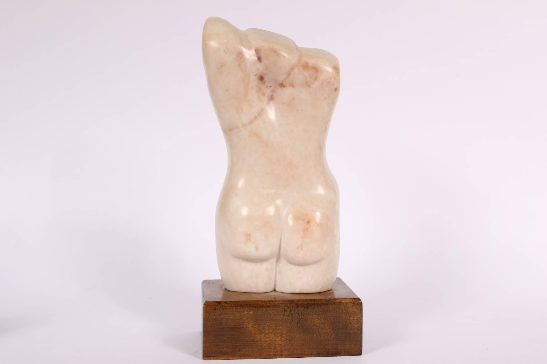 E. S. Rubinow Carved Stone Female Nude Torso Sculpture In Good Condition In Bridgeport, CT