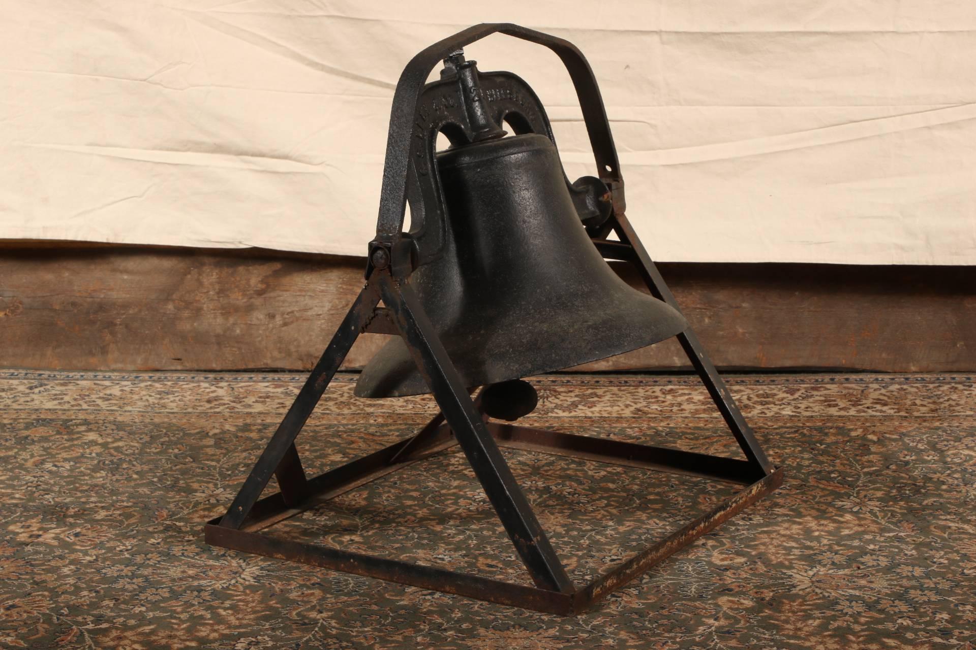 American Antique C.S. Bell & Co. Cast Iron Bell on Stand