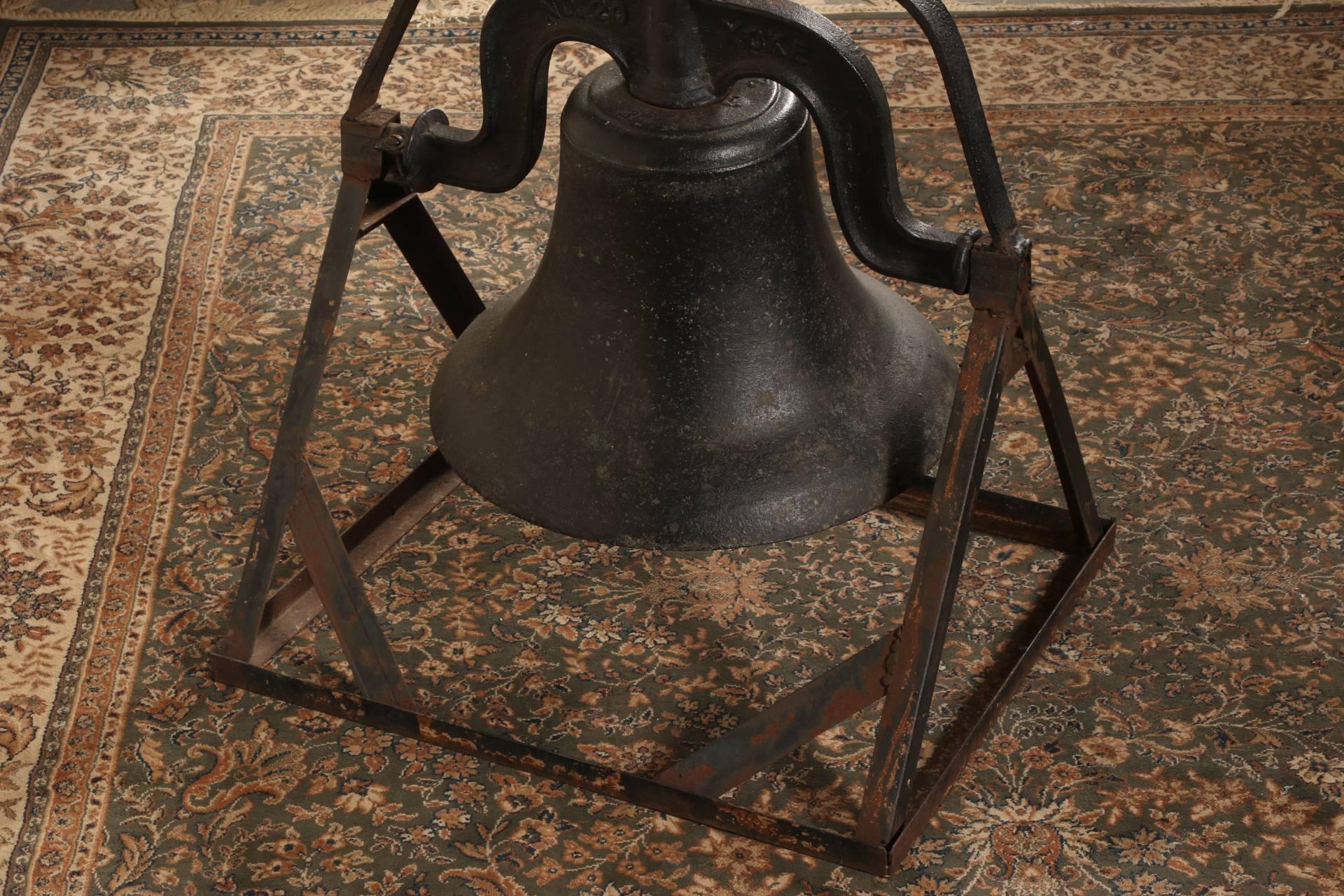 20th Century Antique C.S. Bell & Co. Cast Iron Bell on Stand