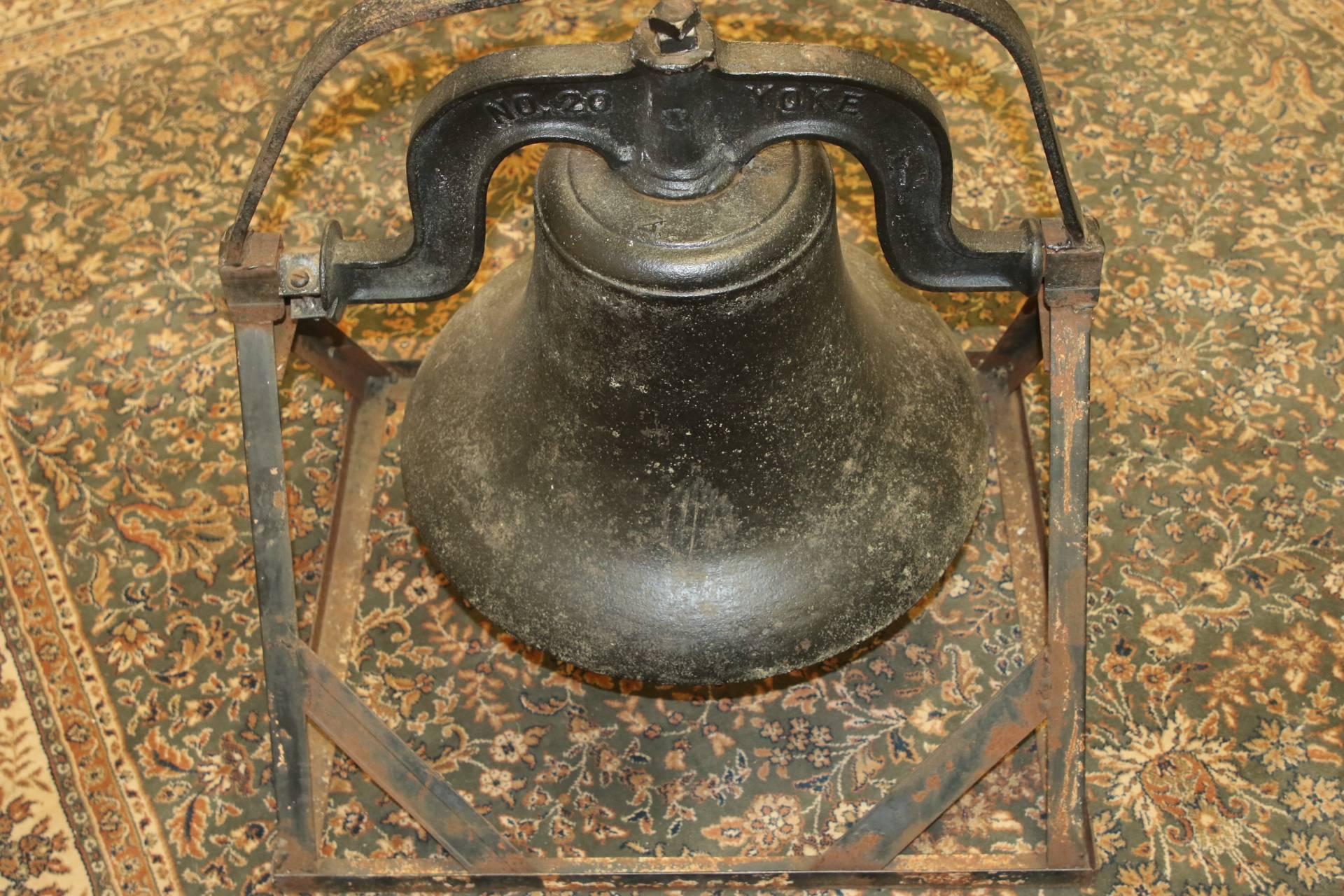 Antique C.S. Bell & Co. Cast Iron Bell on Stand 1