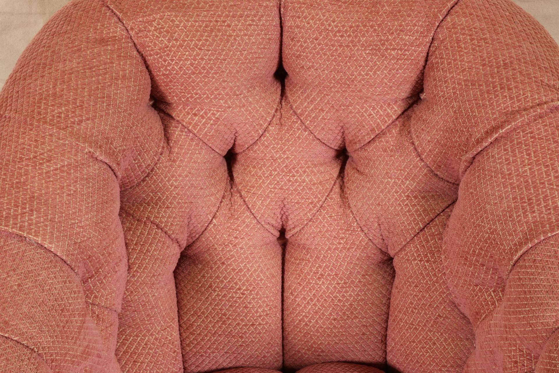 20th Century Pair of Pink Upholstered Swivel Club Chairs