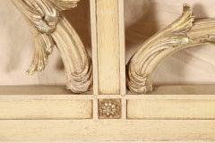 Hollywood Regency Style Carved and Paint Decorated Wood King Size Headboard