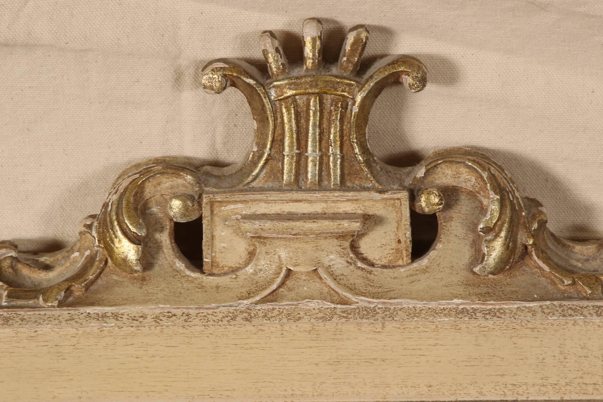 Hollywood Regency Style Carved and Paint Decorated Wood King Size Headboard 4