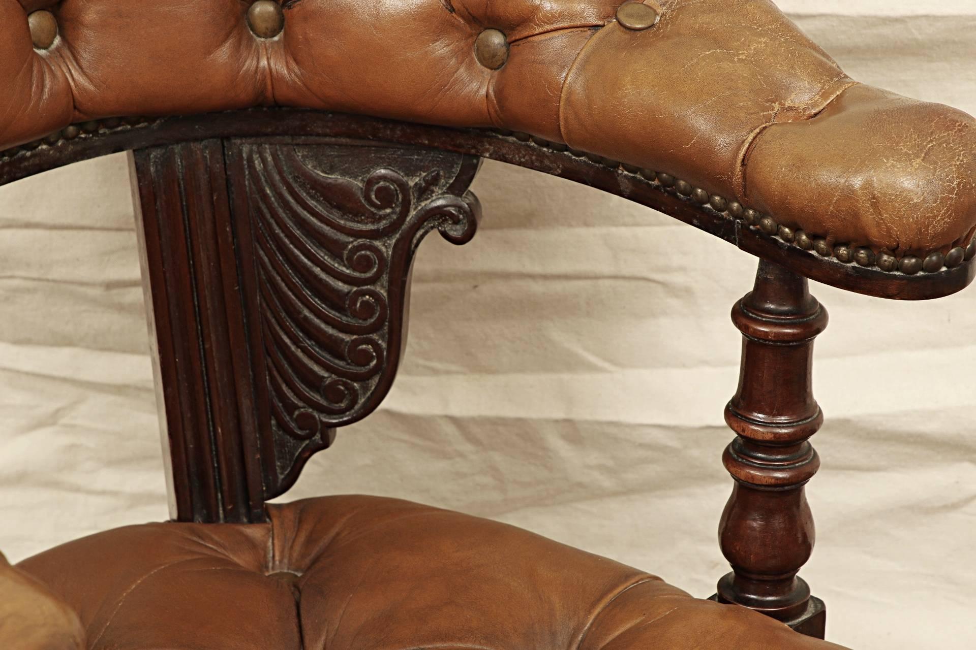 Regency Antique English Leather Desk Chair