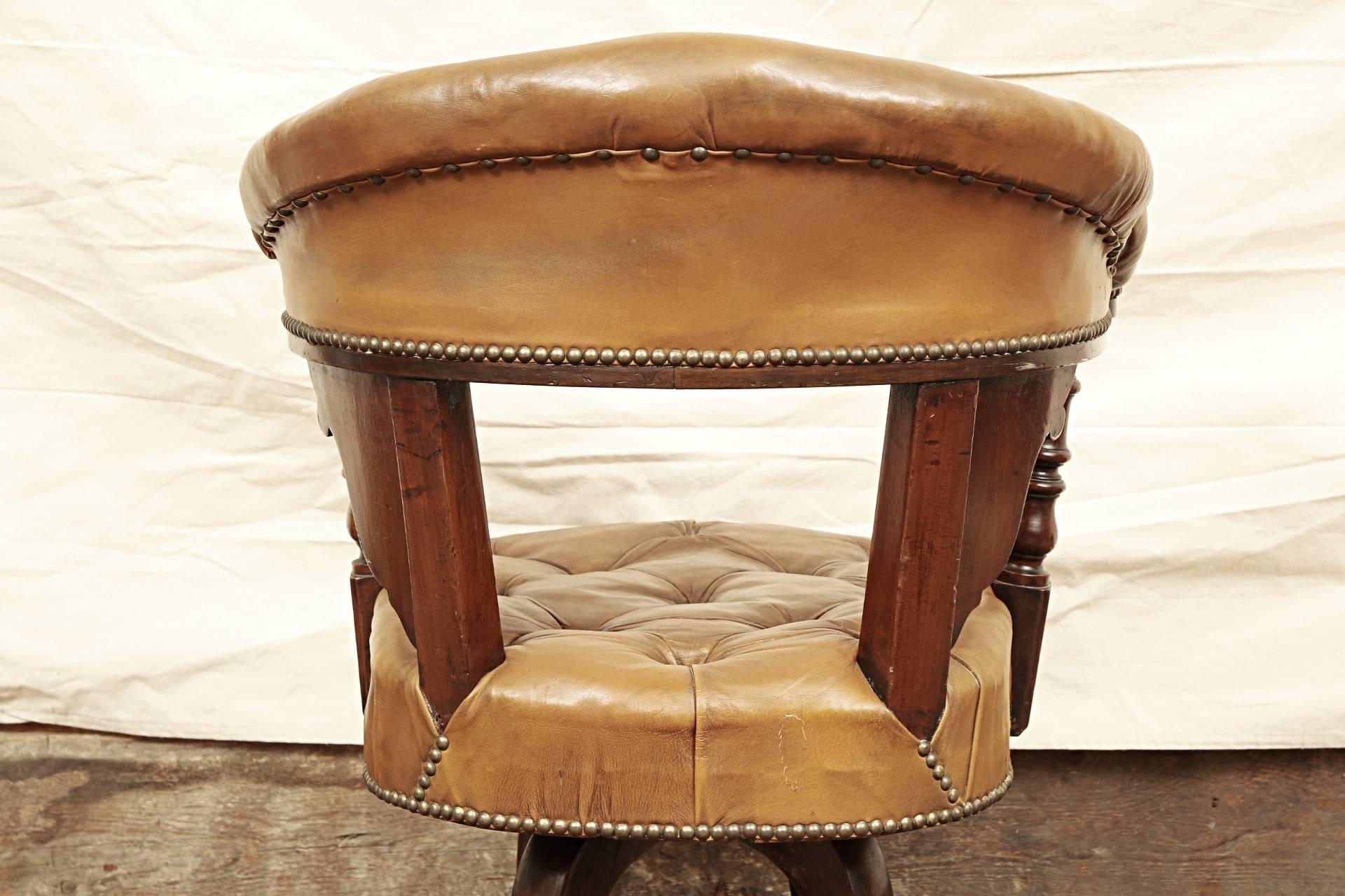 Antique English Leather Desk Chair 2