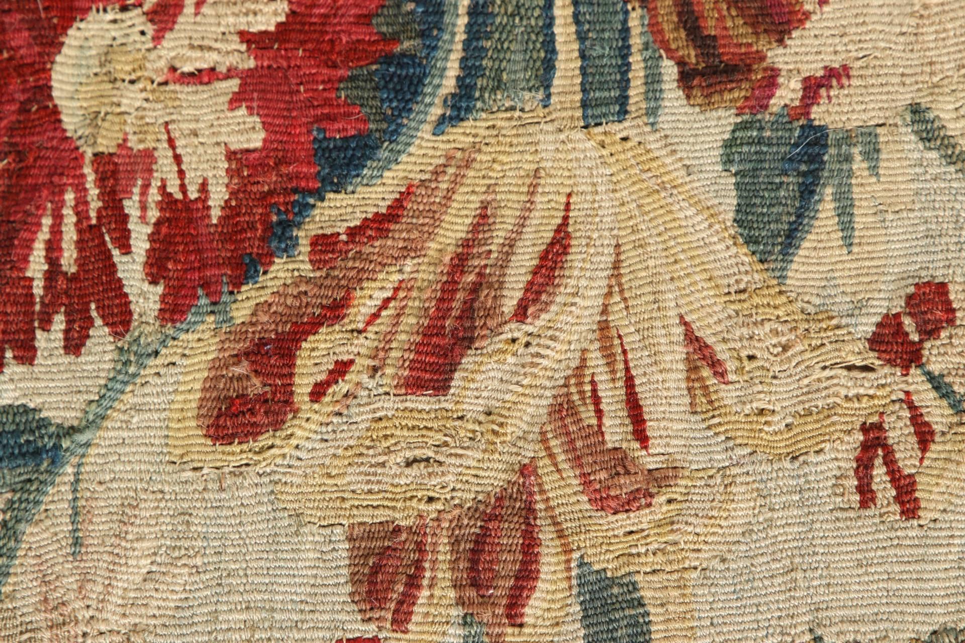 Pair of 18th Century Tapestry Covered Benches In Fair Condition For Sale In Bridgeport, CT