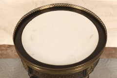 Pair of Black Lacquered Marble Top and Brass-Mounted Side Tables