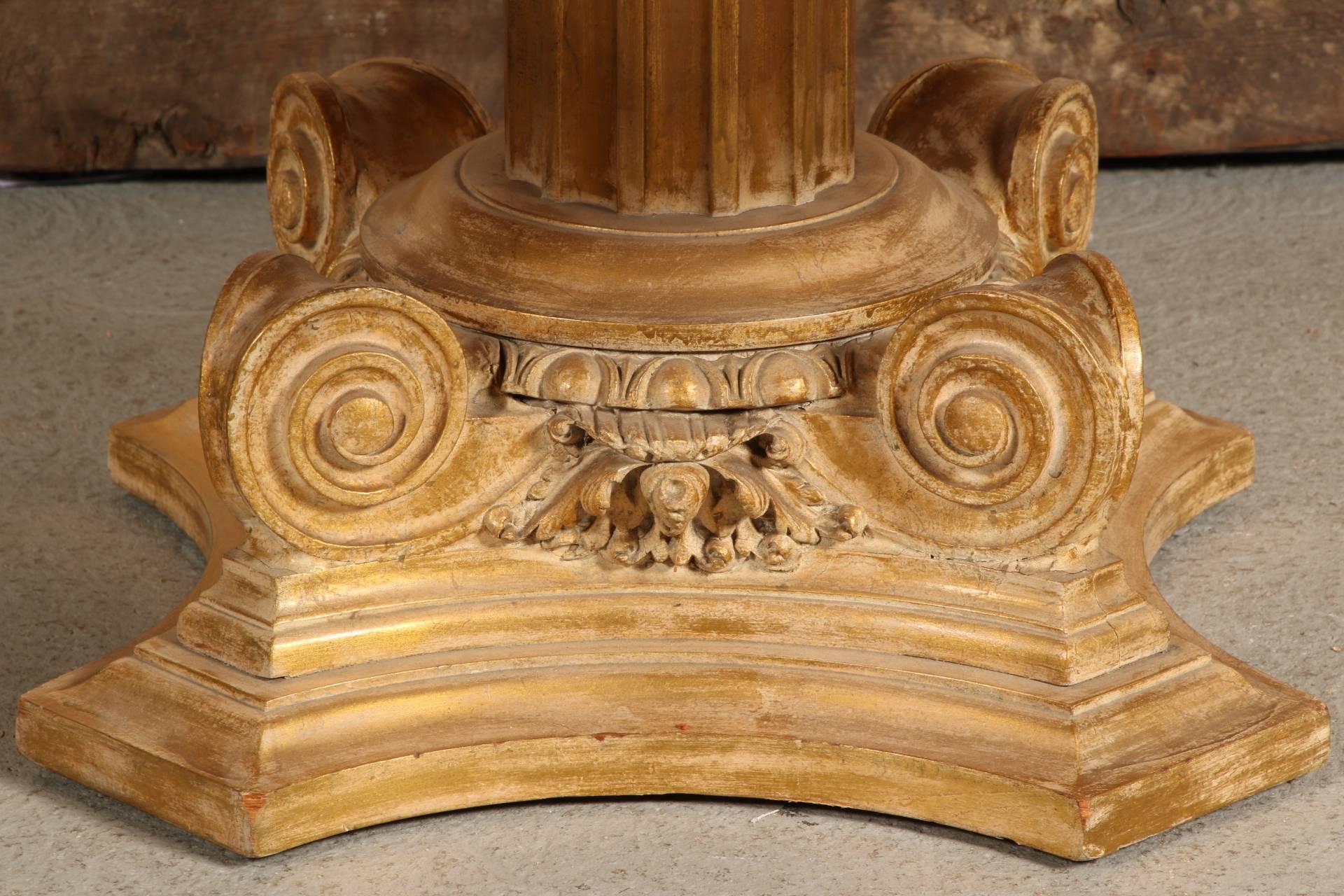Neoclassical Marble-Top Column Base Coffee Table