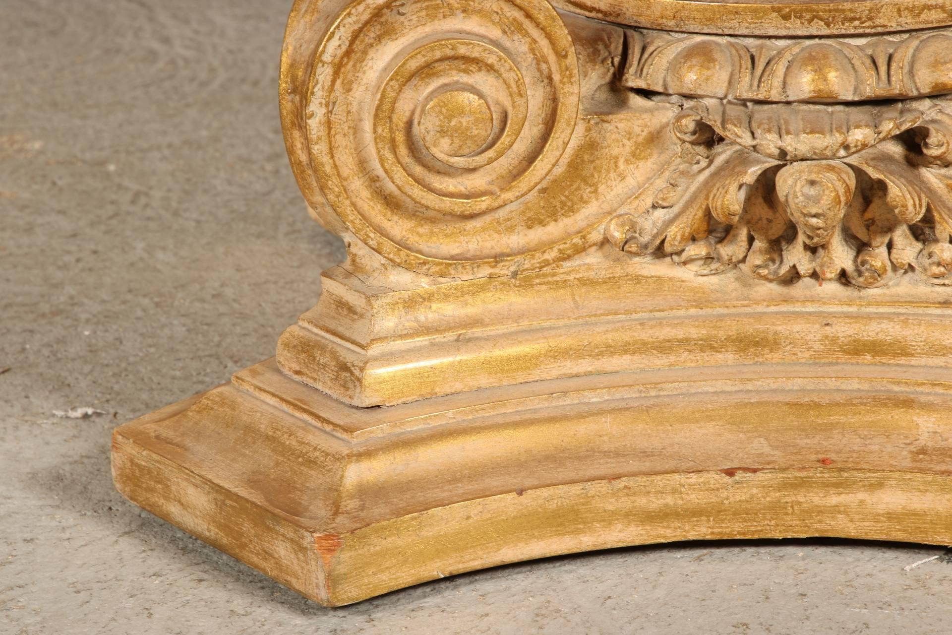 Carved Marble-Top Column Base Coffee Table