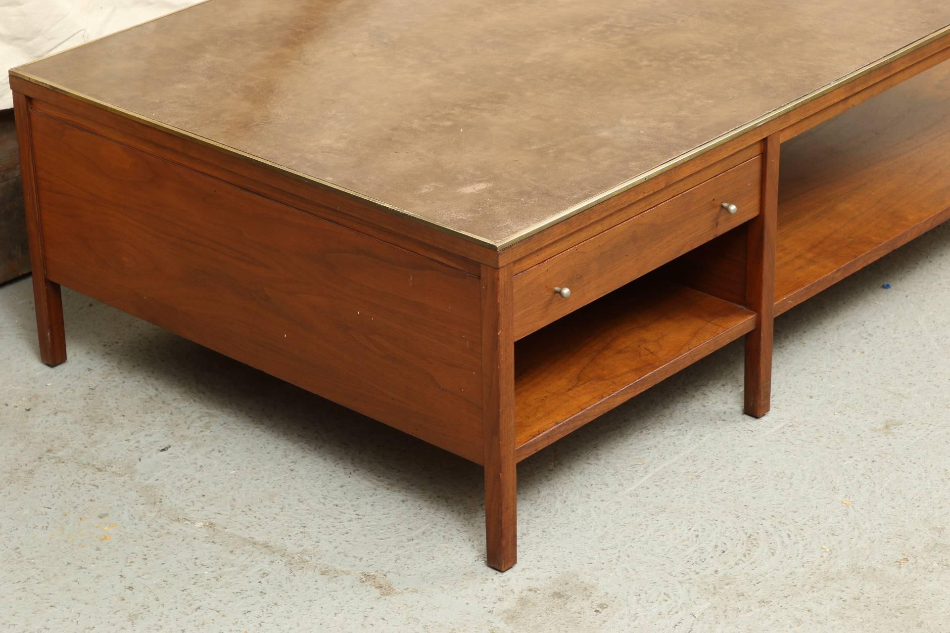 Mid-Century Modern Paul McCobb Leather Top Midcentury Coffee Table