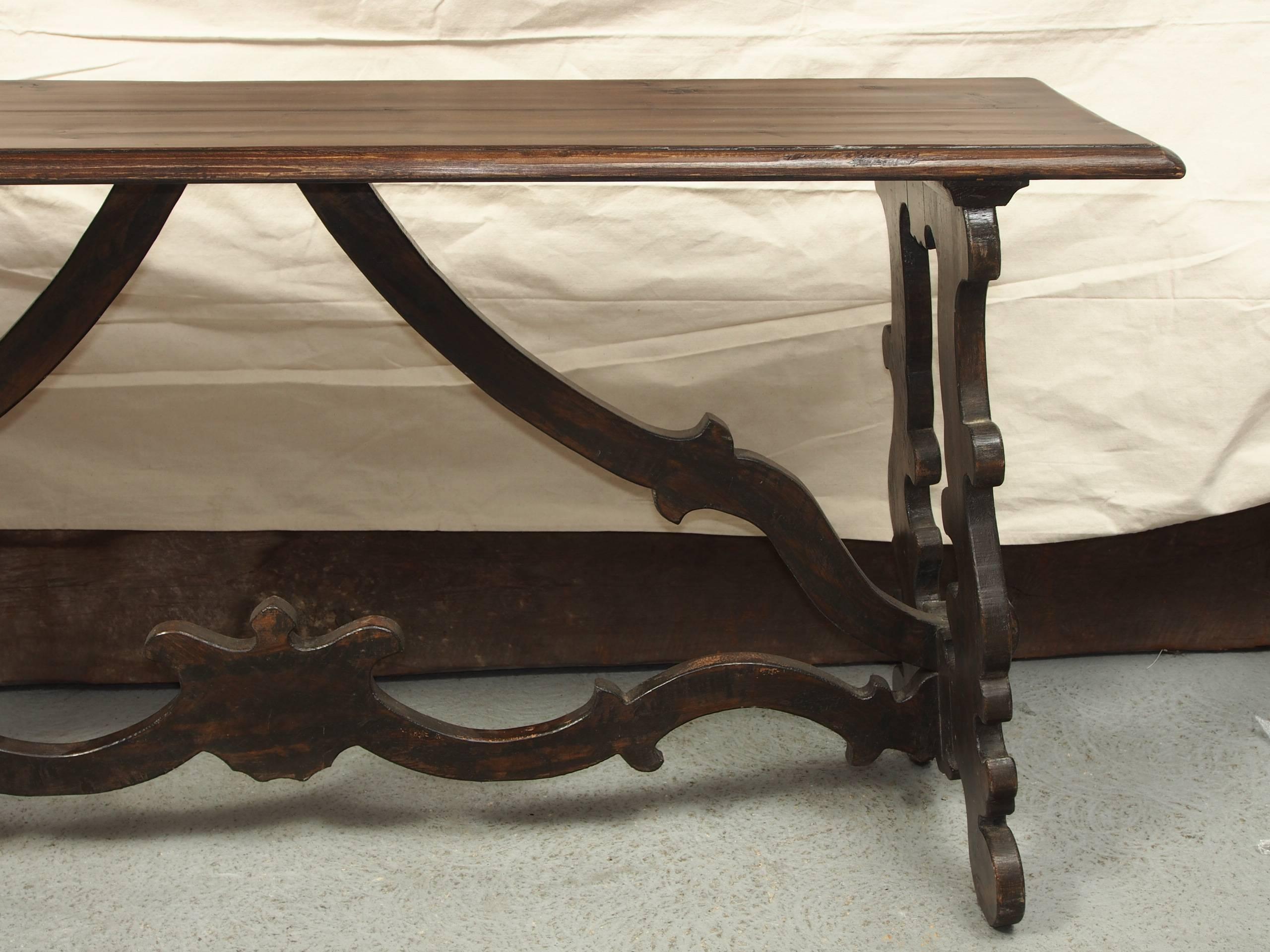 Stained Antique Jacobean Style Pine Console Table