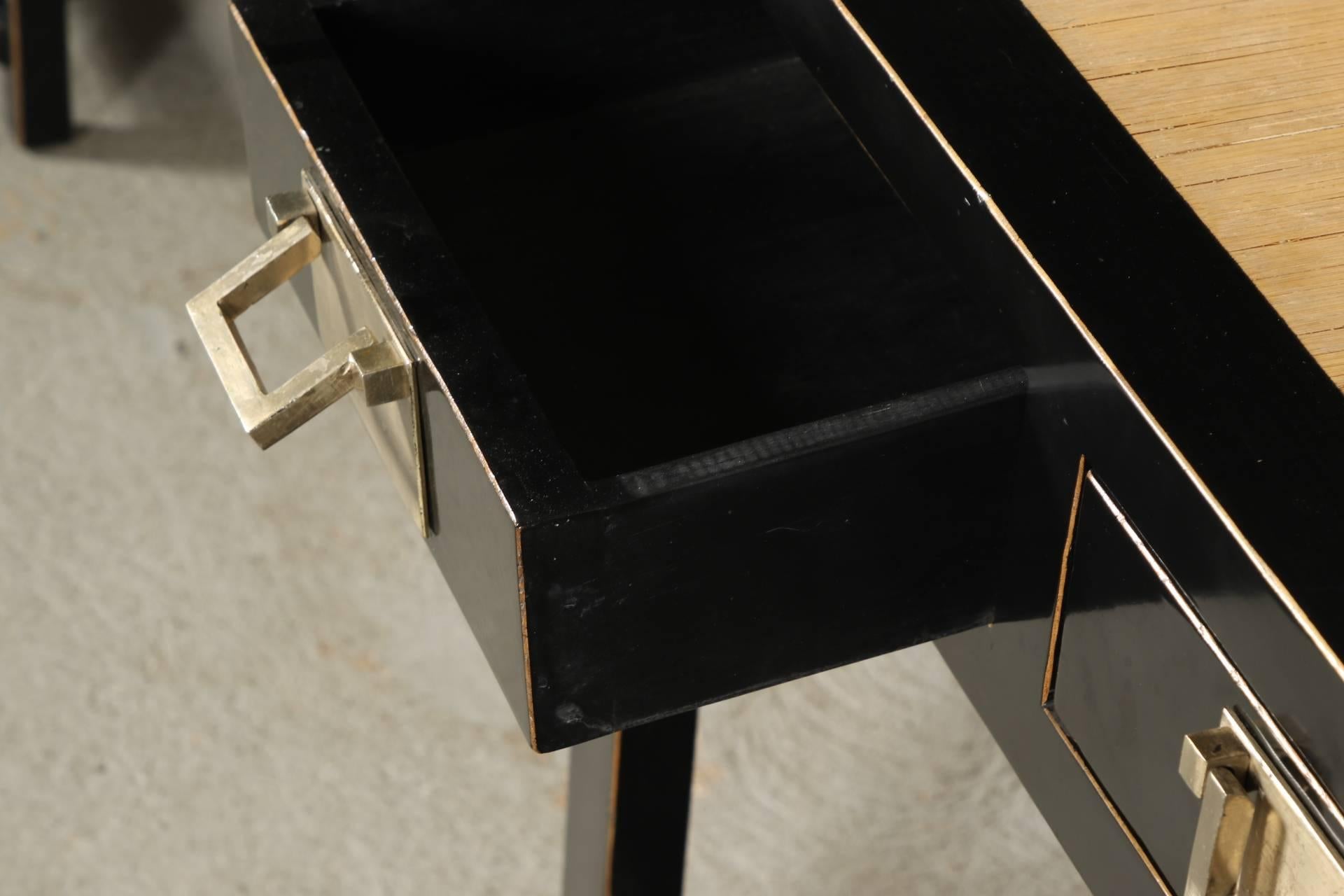 Chinese Export Chinese Black Lacquered Console with Bamboo Top