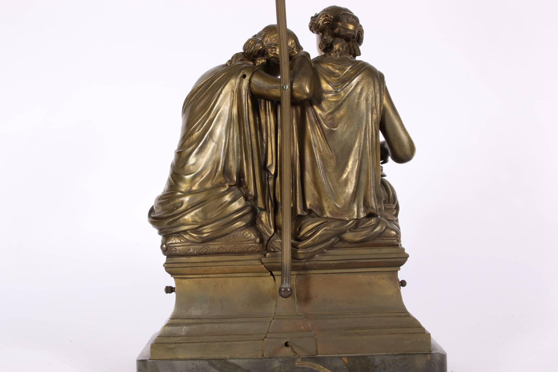 Neoclassical Bronze Figural Group Mounted as a Lamp 3