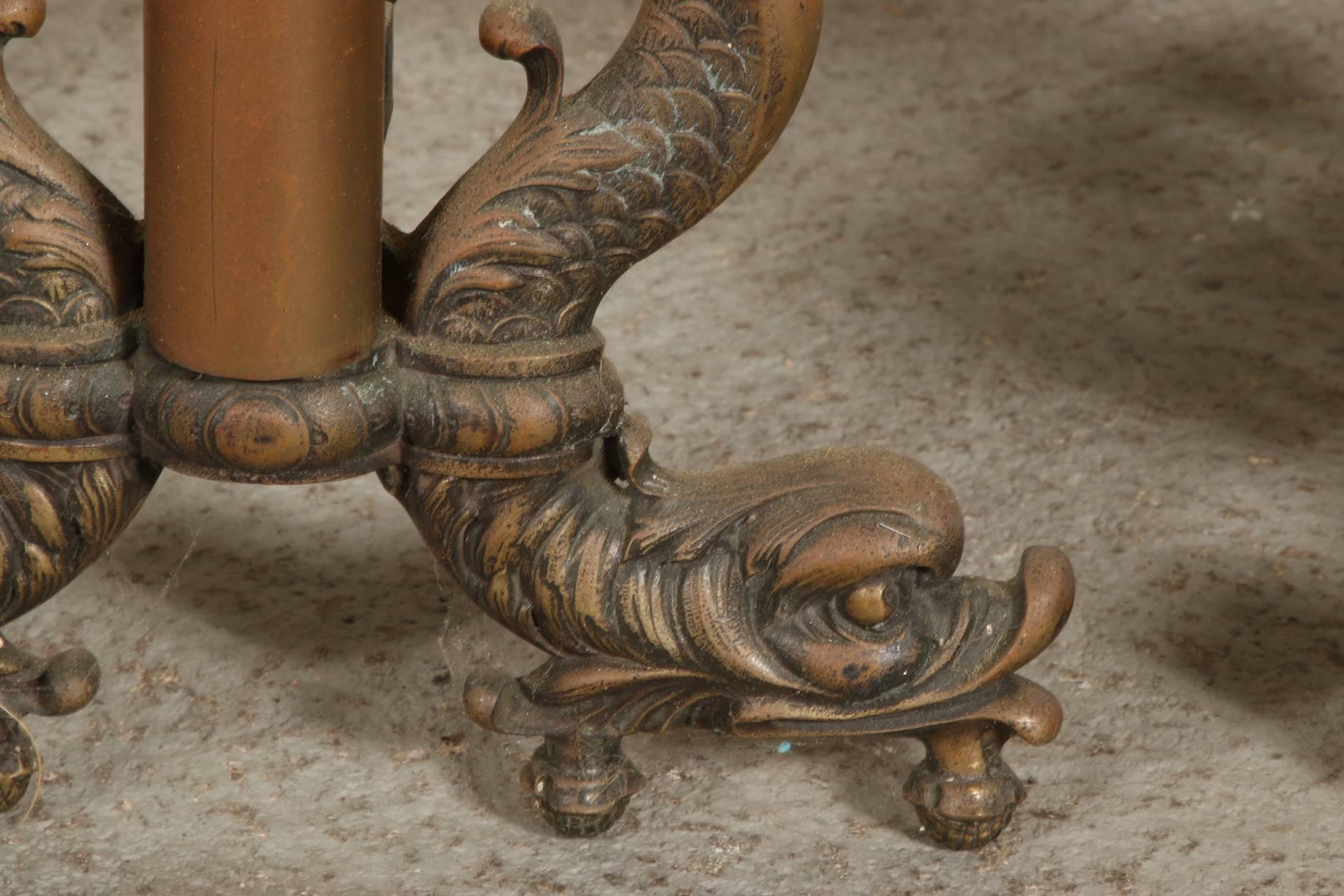Regency Pair of Brass Andirons with Dolphin Motifs
