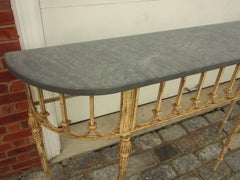 Pair of Vintage Iron and Stone Custom Console Tables