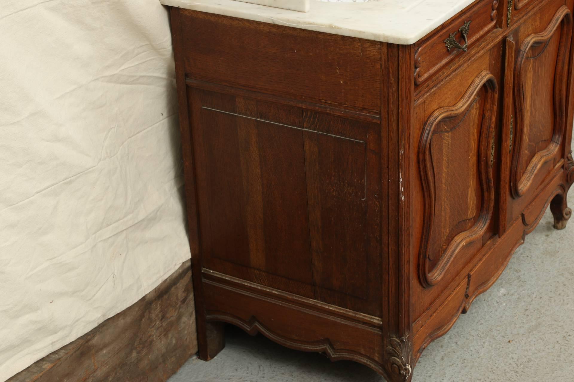 Antique Continental Oak and Marble Vanity 3
