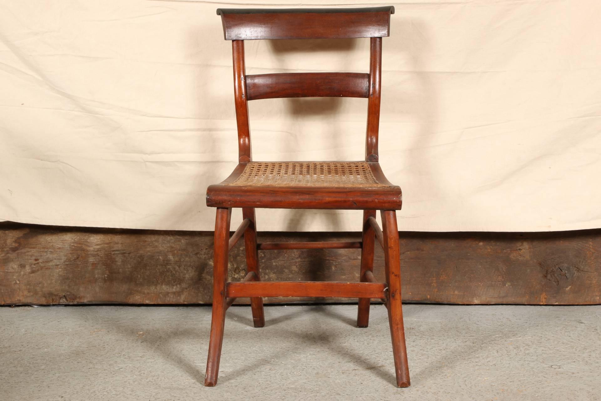 Set of Six Side Chairs Faux Painted and Caned 2