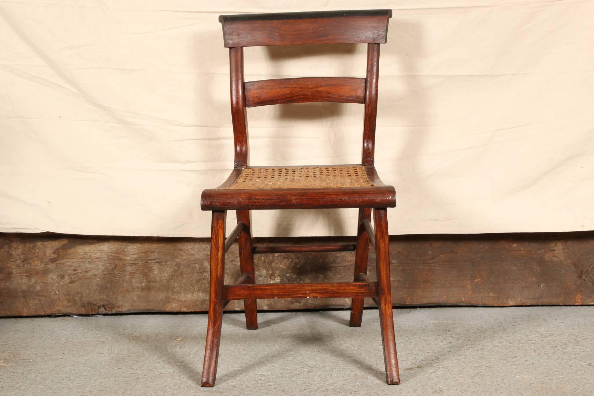 Set of Six Side Chairs Faux Painted and Caned 3